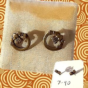 Claddagh Pierced Earrings Gold Plated Metal